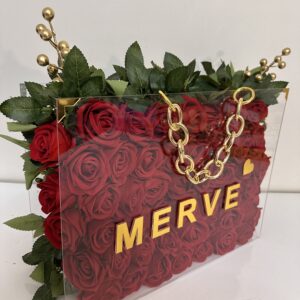 Gül  تنسيق وردMız Büyük Boy اكريليك فخم حقيبة / شنطة دبشLı | دبش عروس فخم - تجهيزات ملكة سعودية