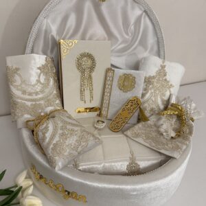 İPek مخمل فاخر صندوق ملكيLı سجادة صلاة مبطنة مجموعة / بكج | هدايا ملكة وعرايس فخمة - متجر سعودي