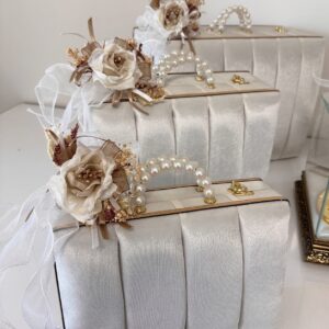 3 قطع ملكية لؤلؤ بمقابض فخمة خطوبة وملكة صندوق ملكي طقم | هدايا ملكة وعرايس فخمة - متجر سعودي