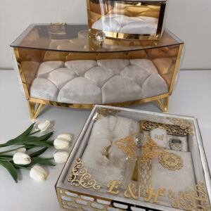 اكريليك فخم  قطعتين فخمة صندوق ملكي طقم اكريليك فخم Kutulu سجادة صلاة مبطنة بكج متكامل | هدايا ملكة وعرايس فخمة - متجر سعودي